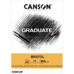 Blocco Canson Graduate Bristol incollato da 20 fogli A3 - 180 g - Extra liscio - Colore bianco