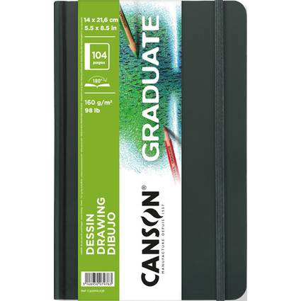 Canson Graduate Quaderno da disegno con 52 fogli - 14x21