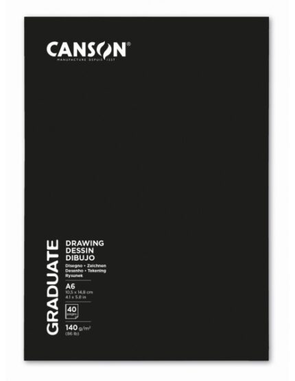 Canson Graduate Disegno e Schizzo Quaderno rilegato con 20 fogli A6 - 140 g - Grana fine - Colore bianco