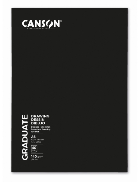 Canson Graduate Disegno e Schizzo Quaderno rilegato con 20 fogli A6 - 140 g - Grana fine - Colore bianco