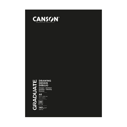 Canson Graduate Disegno e Schizzo Quaderno rilegato con 20 fogli A4 - 140 g - Grana fine - Colore bianco