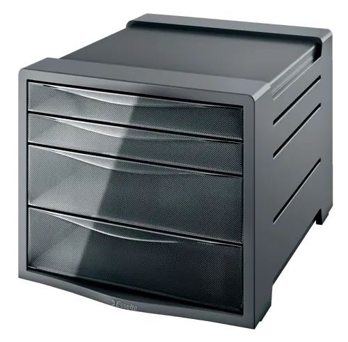 Esselte Intego Cassettiera a 4 cassetti - 2 misure di cassetti - Scorrimento fluido - Base con gomma antiscivolo - Colore grigio