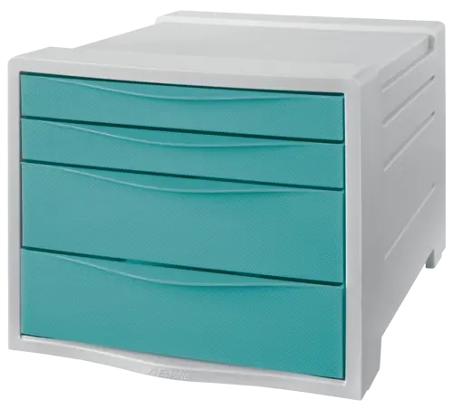 Esselte Colour'Breeze Cassettiera a 4 cassetti - 2 misure di cassetti - Scorrimento fluido - Base con gomma antiscivolo - Colore grigio/blu Esselte Colour'Breeze Cassettiera a 4 cassetti - 2 misure di cassetti - Scorrimento fluido - Base con gomma antiscivolo - Colore grigio/blu