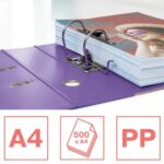 Esselte Colour'Breeze Raccoglitore a leva A4 - Dorso 75 mm - Anello e Rado - Capacità 500 fogli - Colore Lavanda - immagine 2