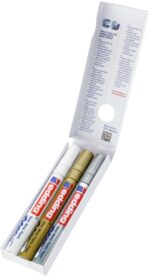 Edding 750 Confezione da 3 pennarelli permanenti - Punta tonda - Tratto da 2 a 4 mm - Inchiostro opaco - Asciugatura rapida - Colori: bianco, argento e oro - immagine 3