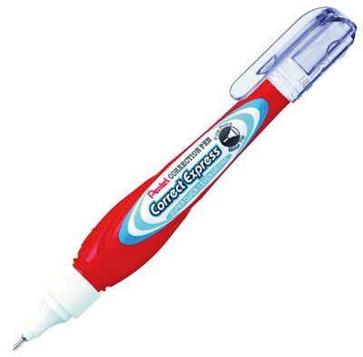 Pentel Correct Express Penna correttiva 7 ml - Asciugatura super rapida - Punta metallica - Corpo rosso