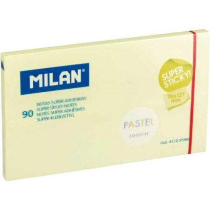 Milan Blocco da 90 foglietti super adesivi - Rimovibili - Maggiore tenuta - 76 mm x 127 mm - Colore giallo pastello
