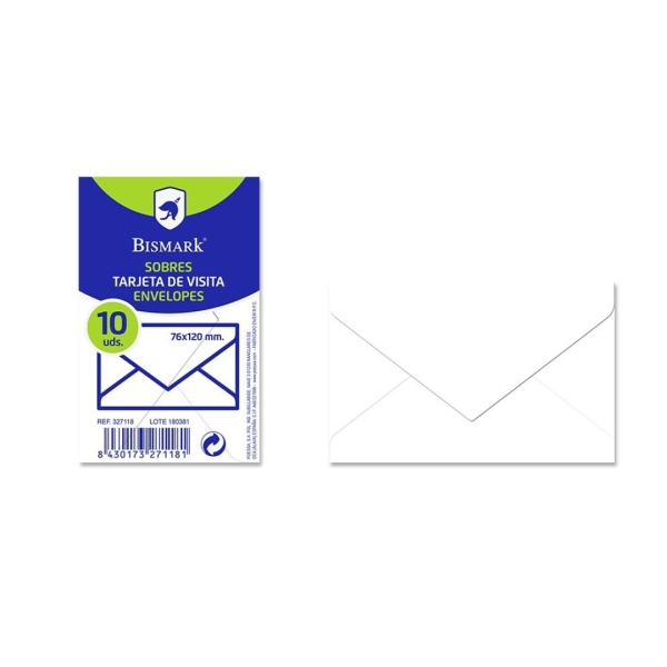 Bismark Confezione da 10 buste di carta 90 g - Dimensioni 76x120 mm - Colore bianco