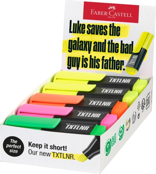 Faber-Castell TXTLNR Confezione da 10 pennarelli fluorescenti - Punta smussata - Tratto da 1