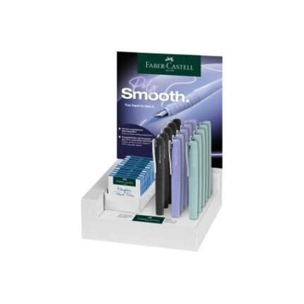 Faber-Castell Poly Espositore con 15 penne a sfera Poly - Clip in metallo - Inchiostro blu - Colori assortiti