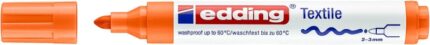 Edding 4500 Pennarello permanente per tessuti - Punta tonda - Tratto tra 2 e 3 mm - Odore neutro - Asciugatura rapida - Colore arancione