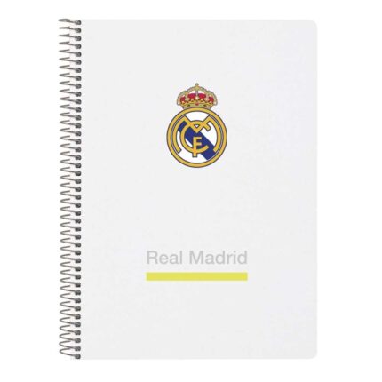 Safta Real Madrid Quaderno a spirale - Copertina rigida - 80 fogli A4 a quadretti 4x4 mm - Formato quarto - 15