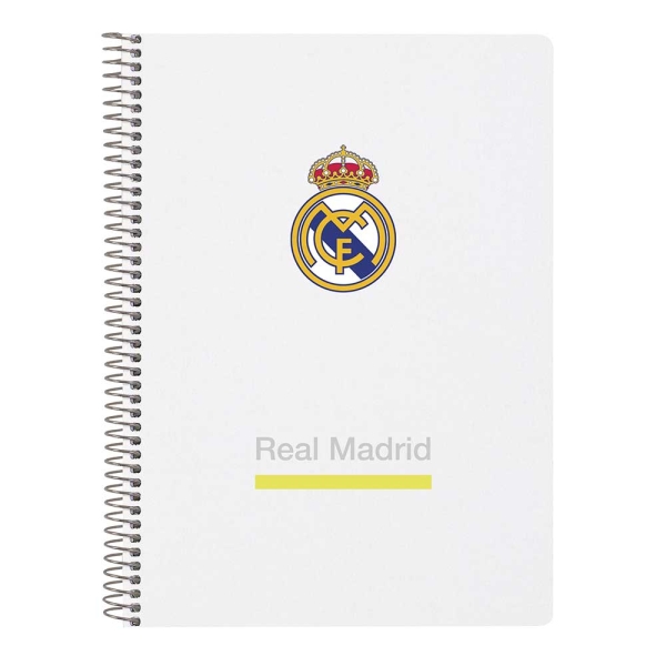 Safta Real Madrid Quaderno a spirale - Copertina rigida - 80 fogli A4 a quadretti 4x4 mm - Formato quarto - 15