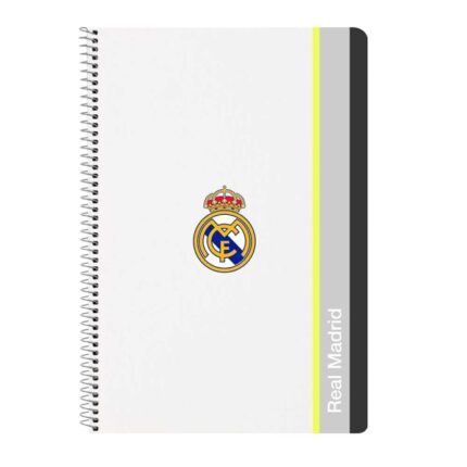 Safta Real Madrid Quaderno a spirale - Copertina rigida - 80 fogli A4 a quadretti 4x4 mm - Formato Folio - 21