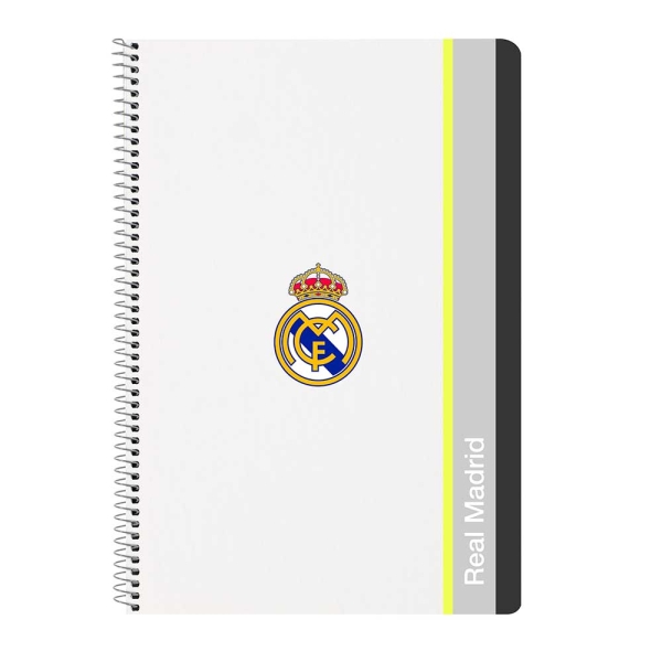 Safta Real Madrid Quaderno a spirale - Copertina rigida - 80 fogli A4 a quadretti 4x4 mm - Formato Folio - 21
