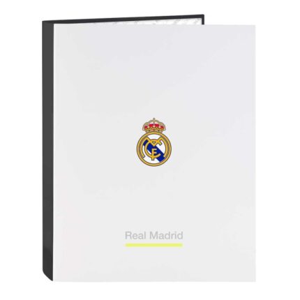 Safta Real Madrid Cartella a 4 anelli - Copertina rigida rivestita - Dorso da 40 mm - Formato Folio - 26