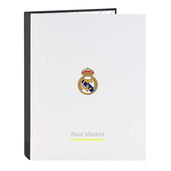 Safta Real Madrid Cartella a 4 anelli - Copertina rigida rivestita - Dorso da 40 mm - Formato Folio - 26