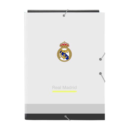 Safta Real Madrid Cartella a 3 ante - Copertina rigida rivestita - Chiusura con elastici - Formato Folio - 26x33