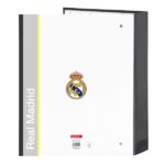 Safta Real Madrid Cartella a 4 anelli - Copertina rigida rivestita - Dorso da 60 mm - Formato Folio - 27x33x6 cm - Colore bianco e nero - immagine 2