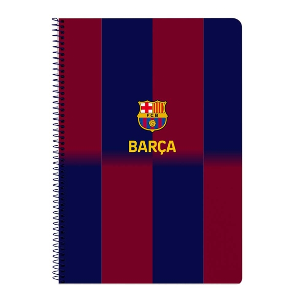 Safta F.C. Barcelona Quaderno a spirale - Copertina rigida - 80 fogli A4 a quadretti 4x4 mm - Formato Folio - 21