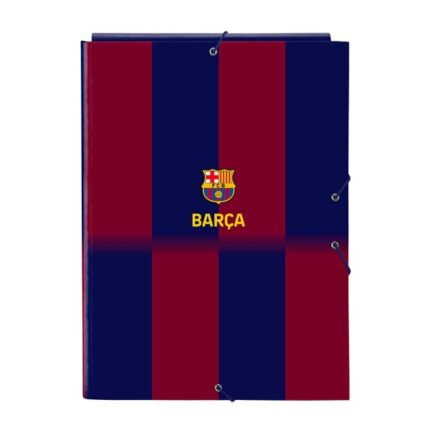 Safta F.C. Barcelona Raccoglitore a 3 ante - Copertina rigida rivestita - Chiusura con elastici - Formato Folio - 26x33