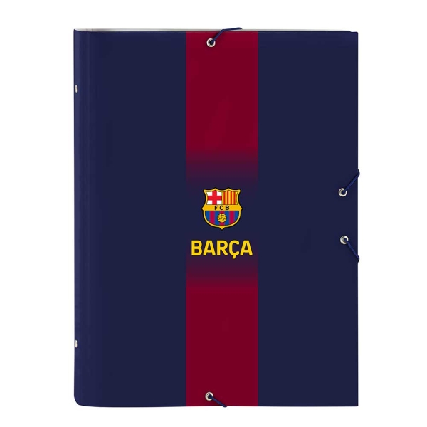 Safta F.C. Barcelona Raccoglitore - Copertina rigida rivestita - Chiusura con elastici - Formato Folio - 26x33