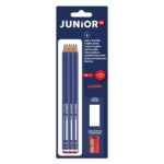 Alpino Junior Blister da 6 matite di grafite HB + temperino + gomma - Spazio per il nome