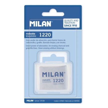 Milan 1220 Gomma malleabile per belle arti - Astuccio in plastica - Gomma sintetica - Colore grigio
