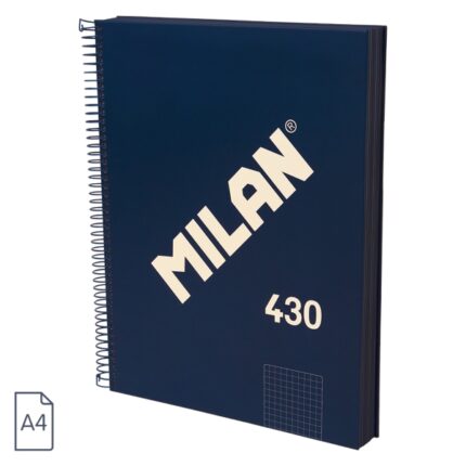 Milan 430 Since 1918 Quaderno A4 con spirale - Quadretti 5x5 mm - 120 fogli da 95 g - Copertina rigida - Colore blu