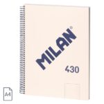Milan 430 Since 1918 Quaderno A4 con spirale - Fogli bianchi - 80 fogli da 95 g - Copertina rigida - Colore beige