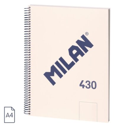Milan 430 Since 1918 Quaderno A4 con spirale - Fogli bianchi - 80 fogli da 95 g - Copertina rigida - Colore beige