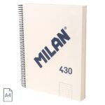 Milan 430 Since 1918 Quaderno A4 con spirale - Carta a righe da 7 mm - 120 fogli da 95 g - Copertina rigida - Colore beige