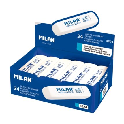 Milan 4824 Gomme da cancellare smussate - Polpa di pane - Gomma sintetica - Flessibile - Colore bianco