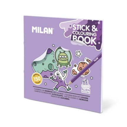 Milan Alien Invasion Quaderno da colorare - con adesivi - 140 g - 21x21 cm - Colori assortiti