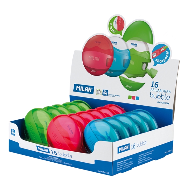 Milan Bubble Espositore con 16 temperamatite - Colori assortiti