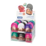 Milan Capsule Copper Espositore con 16 temperamatite - Serbatoio integrato - Lama di sicurezza in acciaio - Colori assortiti