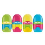 Milan Capsule Mix Espositore con 24 temperamatite - Gomma a briciole - Serbatoio integrato - Lama di sicurezza in acciaio - Colori assortiti - immagine 2