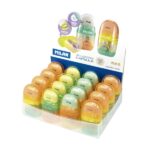 Milan Capsule New Look Espositore con 16 temperamatite - Gomma a briciole - Serbatoio integrato - Lama di sicurezza in acciaio - Colori assortiti