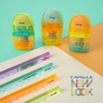 Milan Capsule New Look Espositore con 16 temperamatite - Gomma a briciole - Serbatoio integrato - Lama di sicurezza in acciaio - Colori assortiti - immagine 3