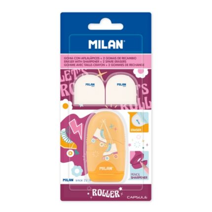Milan Capsule Roller Afilaborra - 2 gomme di ricambio - Lama di sicurezza in acciaio - Colore rosa