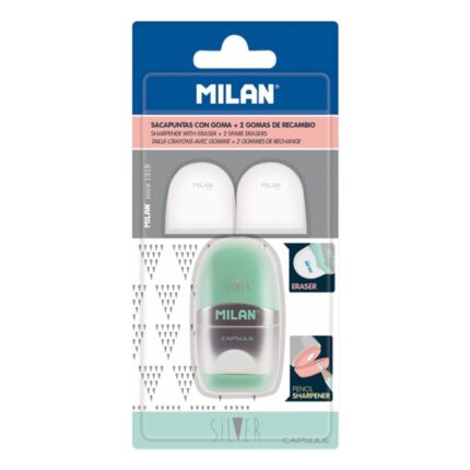 Milan Capsule Silver Afilaborra - 2 gomme di ricambio - Lama di sicurezza in acciaio - Colori assortiti