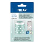 Milan Collection + Temperamatite doppio con serbatoio - Foro normale e maxi - Superficie antibatterica - Colore turchese