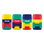 Milan Compact Mix Afilaborra - 2 gomme di ricambio - Lama di sicurezza in acciaio - Doppio foro per gomme normali e maxi - Colori assortiti - immagine 2