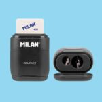 Milan Compact Shadow Temperamatite - 2 gomme di ricambio - Lama in acciaio di sicurezza - Doppio foro per matite normali e maxi - Colore nero - immagine 2