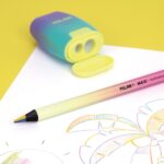 Milan Compact Sunset Temperamatite con 2 gomme da cancellare - Temperamatite doppio - Lama di sicurezza - Colore turchese - immagine 4