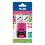 Milan Compact Touch Duo Temperamatite - 2 gomme di ricambio - Lama in acciaio di sicurezza - Colori assortiti