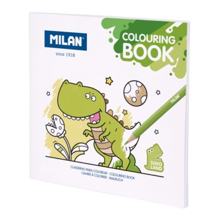 Milan Dino Land Quaderno da colorare microperforato - Tema Dinosauri - 20 illustrazioni dettagliate