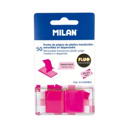 Milan Fluo Dispenser 50 pennarelli cancellabili - Traslucidi - 45x25 mm - Colore rosa