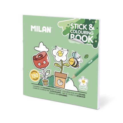 Milan Green and Grow Quaderno da colorare - con adesivi - 140 g - 21 x 21 cm - Colori assortiti