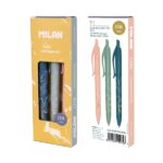 Milan Lava Confezione regalo con 3 penne a sfera retrattili - Punta tonda 1 mm - Inchiostro blu - Colori assortiti - immagine 2